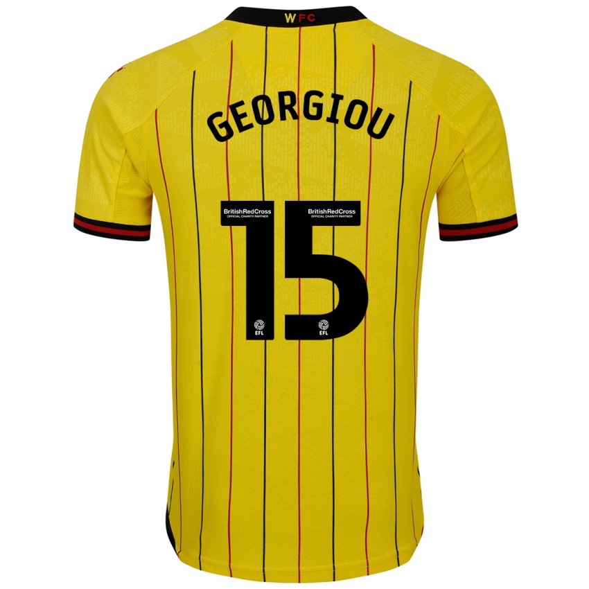 Homme Maillot Andria Georgiou #15 Jaune Et Noir Tenues Domicile 2024/25 T-Shirt Suisse