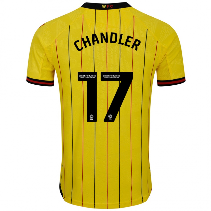 Homme Maillot Megan Chandler #17 Jaune Et Noir Tenues Domicile 2024/25 T-Shirt Suisse