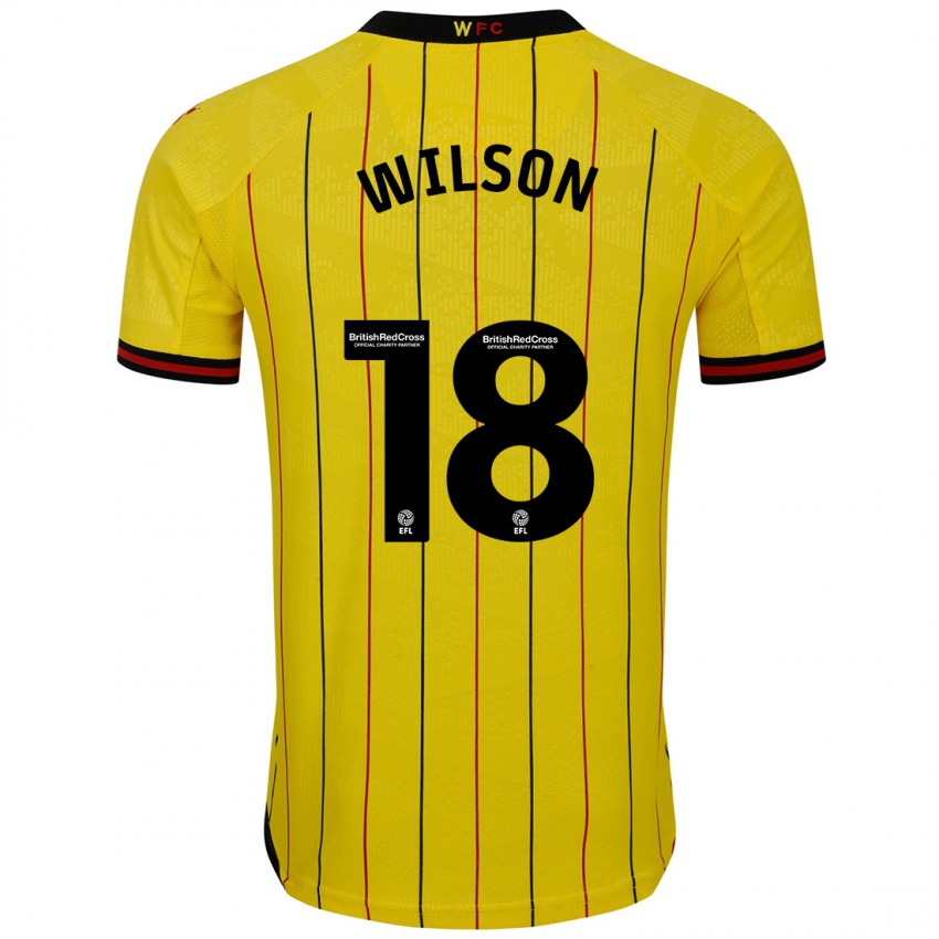 Homme Maillot Poppy Wilson #18 Jaune Et Noir Tenues Domicile 2024/25 T-Shirt Suisse