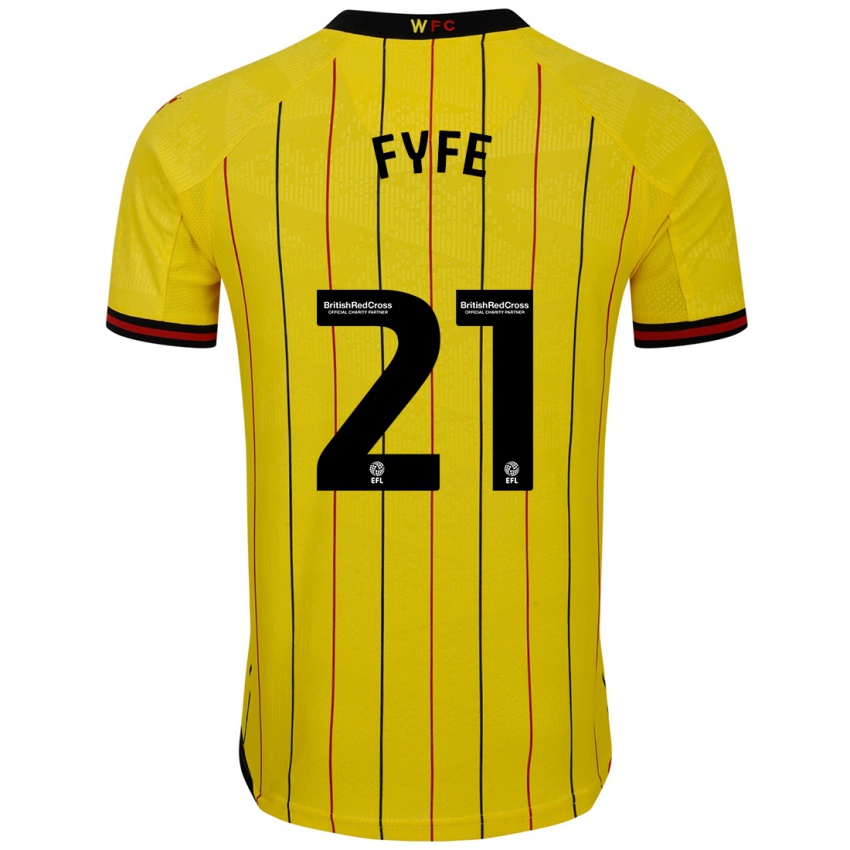 Homme Maillot Flo Fyfe #21 Jaune Et Noir Tenues Domicile 2024/25 T-Shirt Suisse