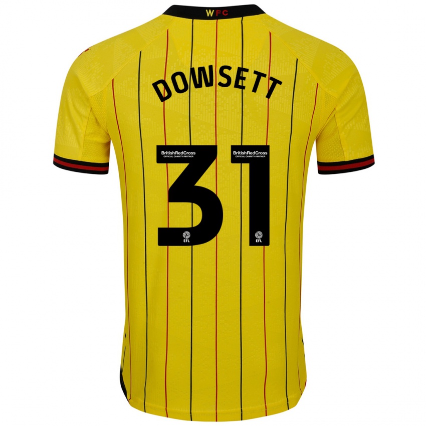 Homme Maillot Rebekah Dowsett #31 Jaune Et Noir Tenues Domicile 2024/25 T-Shirt Suisse