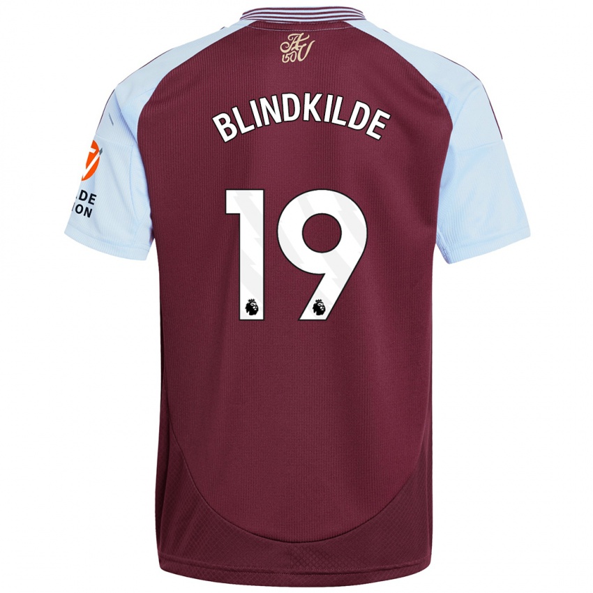 Homme Maillot Laura Blindkilde #19 Bordeaux Bleu Ciel Tenues Domicile 2024/25 T-Shirt Suisse