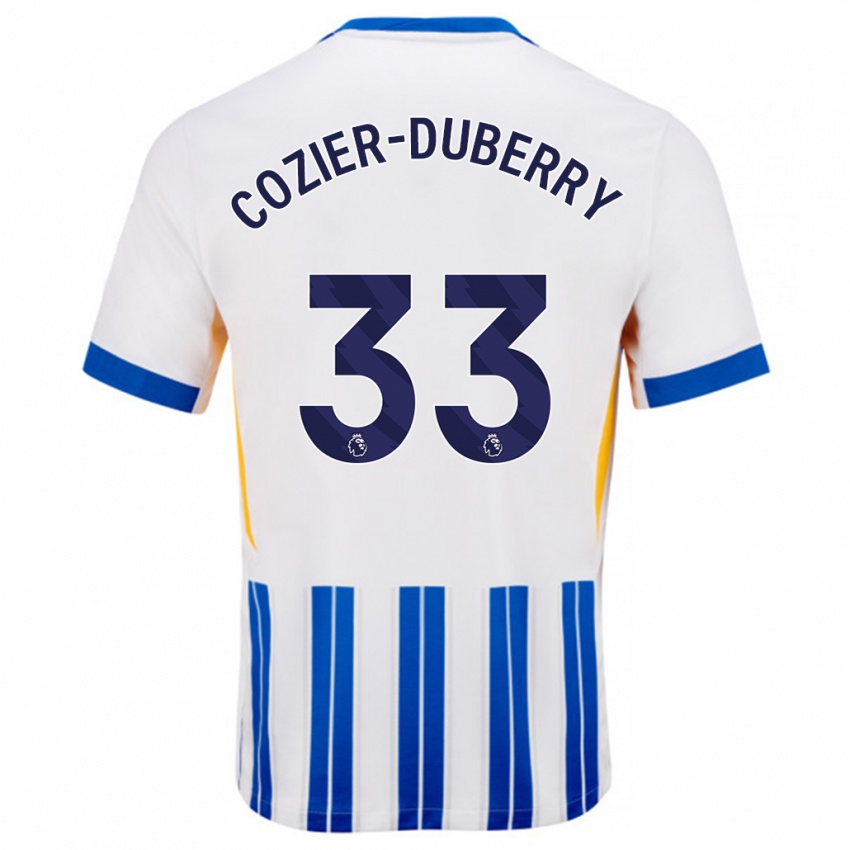 Herren Amario Cozier-Duberry #33 Weiß Blaue Nadelstreifen Heimtrikot Trikot 2024/25 T-Shirt Schweiz