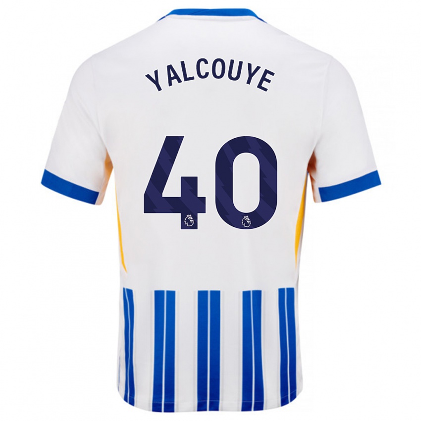 Herren Malick Junior Yalcouyé #40 Weiß Blaue Nadelstreifen Heimtrikot Trikot 2024/25 T-Shirt Schweiz