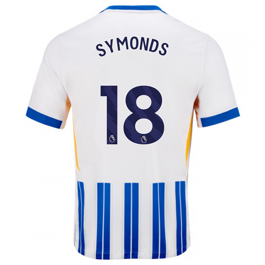 Homme Maillot Maisie Symonds #18 Blanc Bleu À Rayures Fines Tenues Domicile 2024/25 T-Shirt Suisse