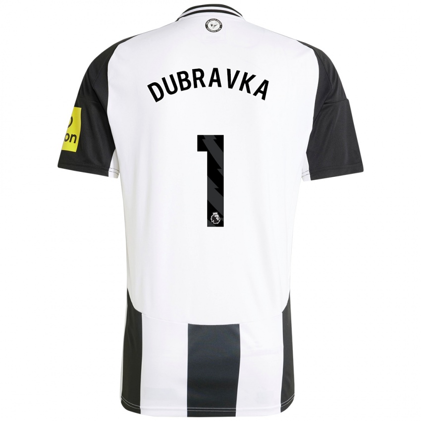 Homme Maillot Martin Dubravka #1 Blanc Noir Tenues Domicile 2024/25 T-Shirt Suisse