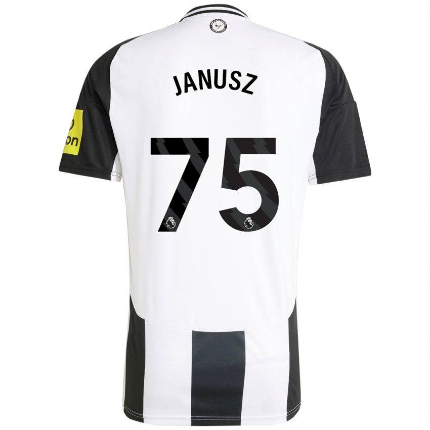 Homme Maillot Adrian Janusz #75 Blanc Noir Tenues Domicile 2024/25 T-Shirt Suisse