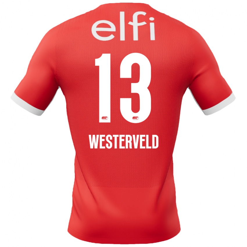 Herren Sem Westerveld #13 Rot Weiß Heimtrikot Trikot 2024/25 T-Shirt Schweiz