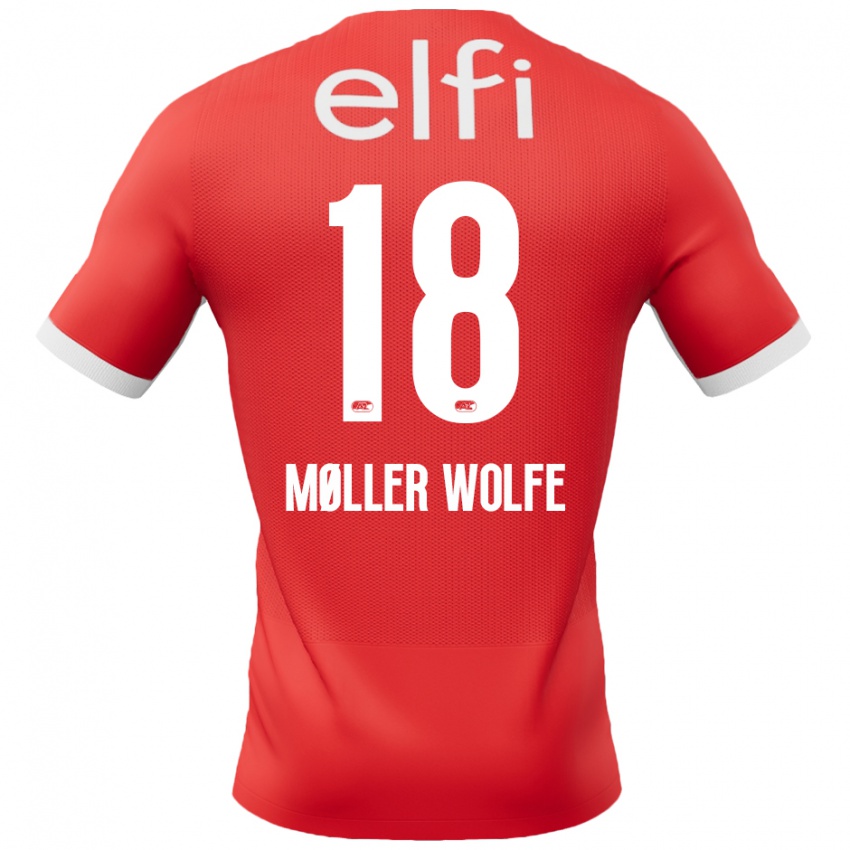 Herren David Møller Wolfe #18 Rot Weiß Heimtrikot Trikot 2024/25 T-Shirt Schweiz