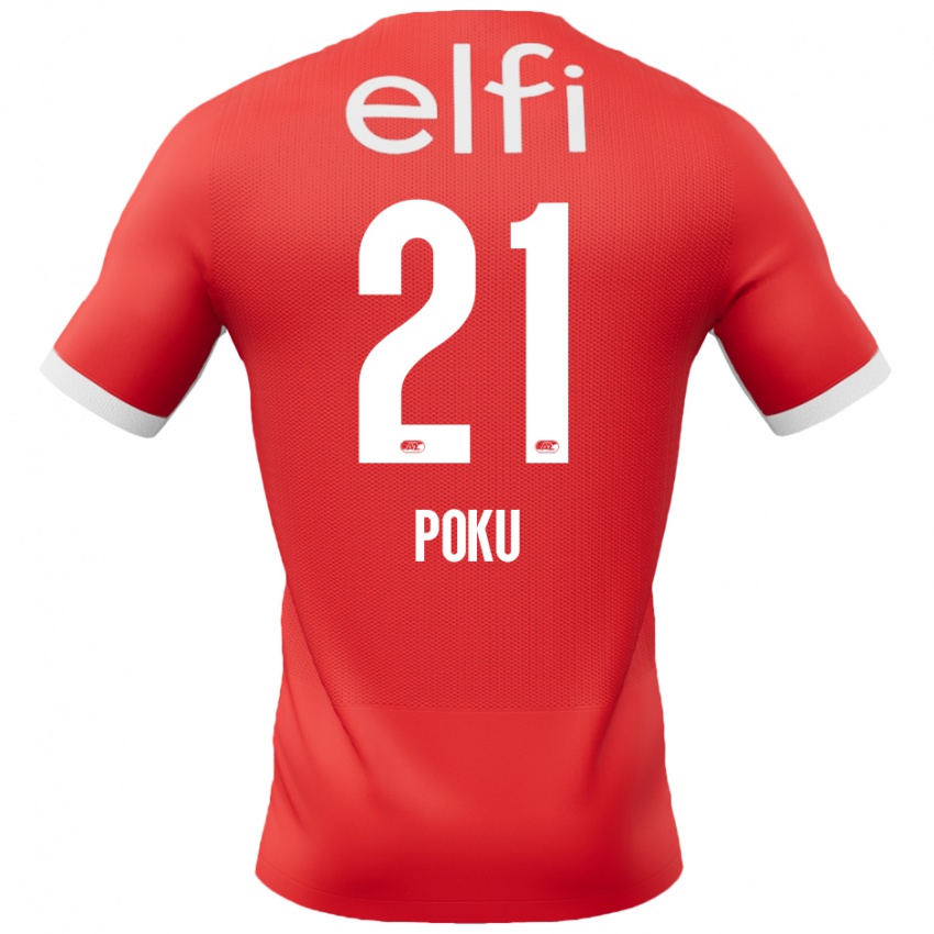 Herren Ernest Poku #21 Rot Weiß Heimtrikot Trikot 2024/25 T-Shirt Schweiz