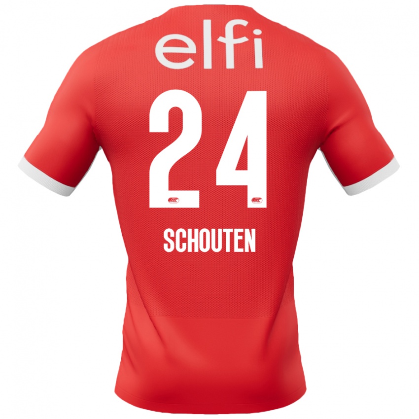 Herren Lewis Schouten #24 Rot Weiß Heimtrikot Trikot 2024/25 T-Shirt Schweiz