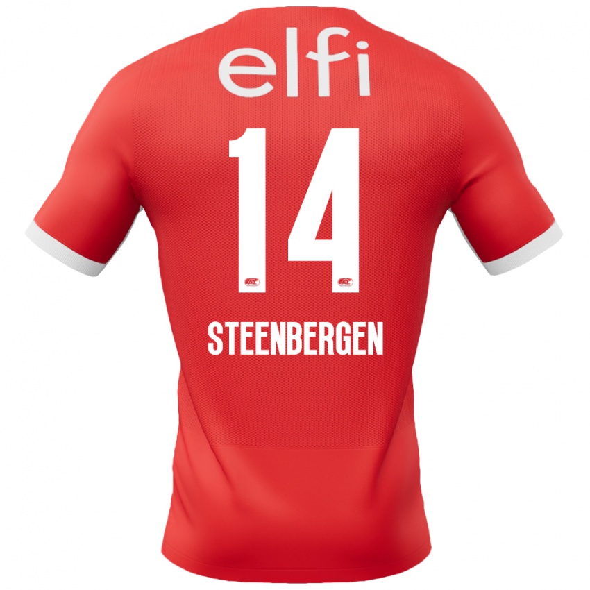 Herren Thom Steenbergen #14 Rot Weiß Heimtrikot Trikot 2024/25 T-Shirt Schweiz