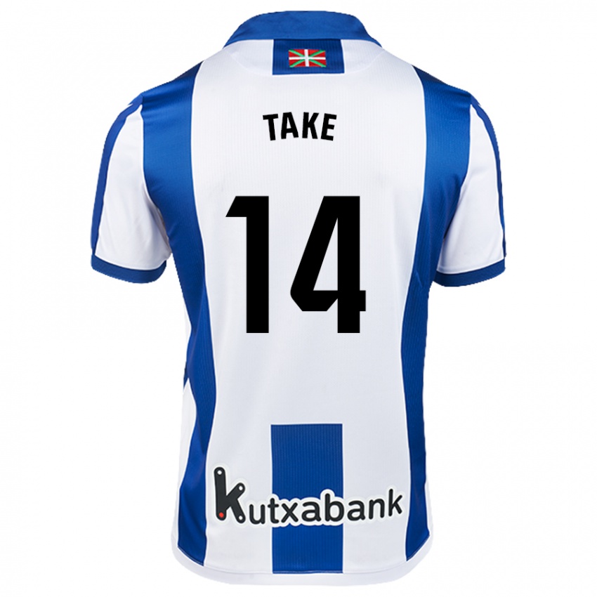 Herren Takefusa Kubo #14 Weiß Blau Heimtrikot Trikot 2024/25 T-Shirt Schweiz