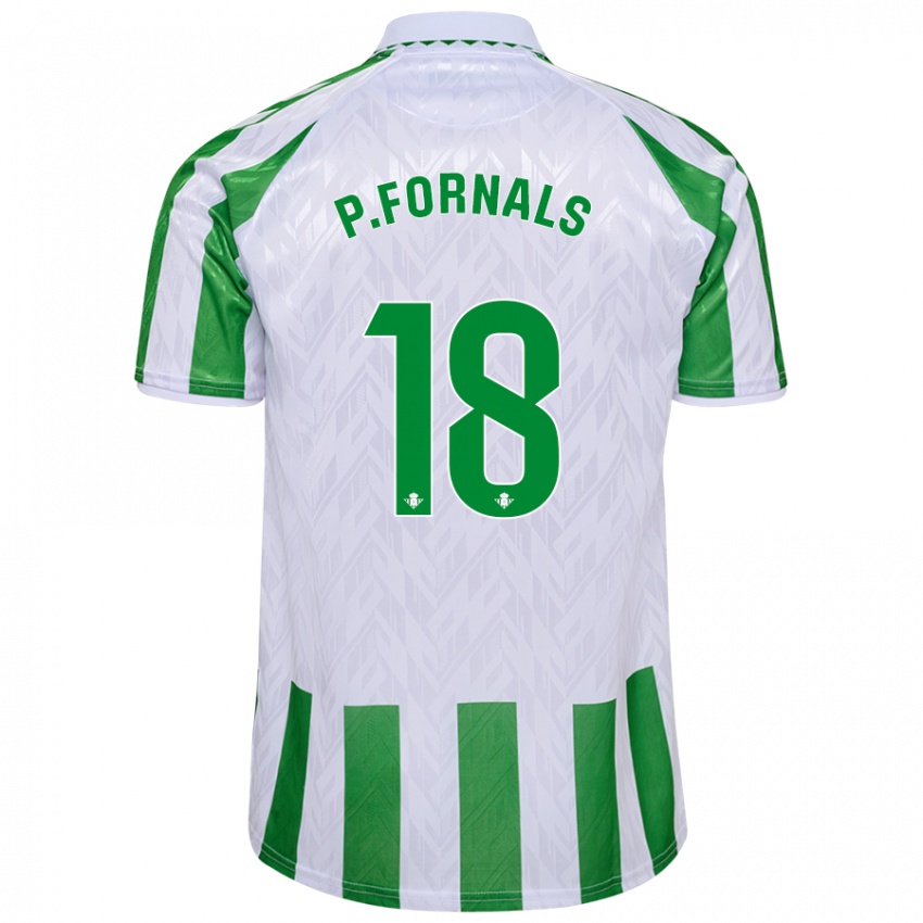 Homme Maillot Pablo Fornals #18 Rayures Vertes Et Blanches Tenues Domicile 2024/25 T-Shirt Suisse