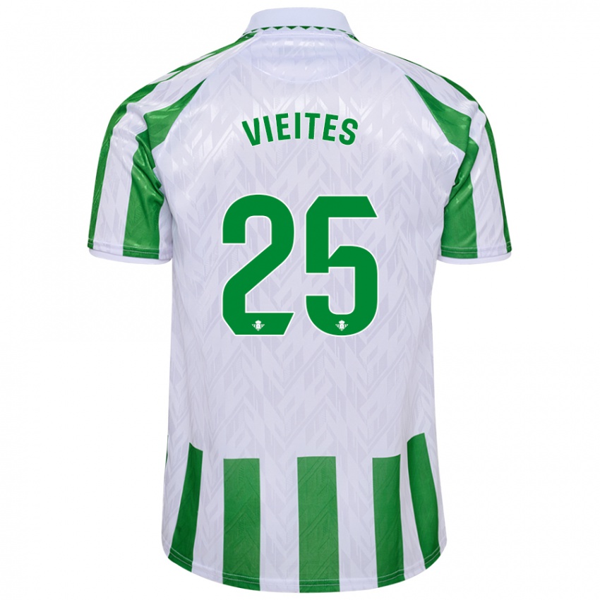 Homme Maillot Fran Vieites #25 Rayures Vertes Et Blanches Tenues Domicile 2024/25 T-Shirt Suisse