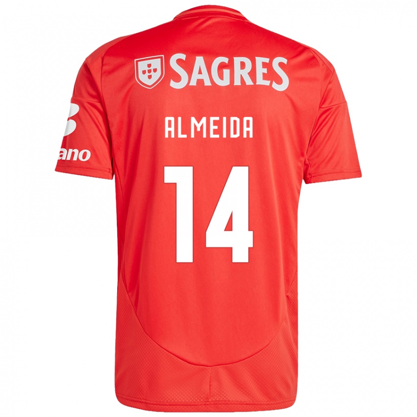 Homme Maillot Letícia Almeida #14 Rouge Blanc Tenues Domicile 2024/25 T-Shirt Suisse