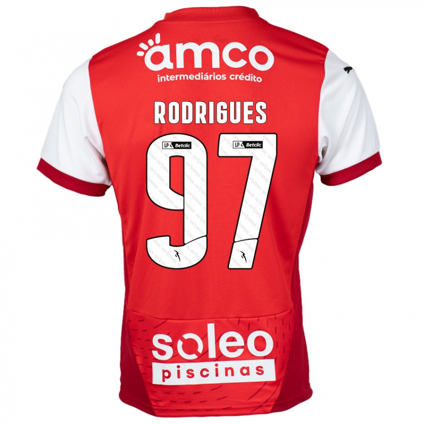 Herren Dinis Rodrigues #97 Rot Weiß Heimtrikot Trikot 2024/25 T-Shirt Schweiz