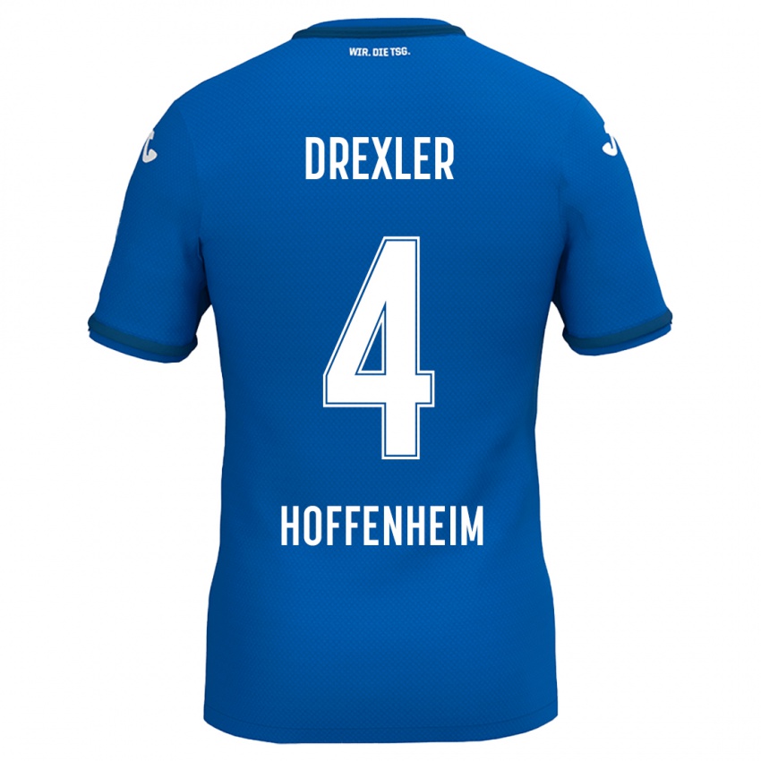 Herren Tim Drexler #4 Königsblau Heimtrikot Trikot 2024/25 T-Shirt Schweiz