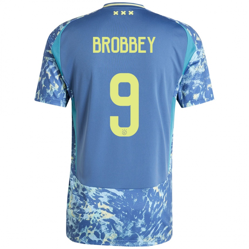 Herren Brian Brobbey #9 Grau Blau Gelb Auswärtstrikot Trikot 2024/25 T-Shirt Schweiz