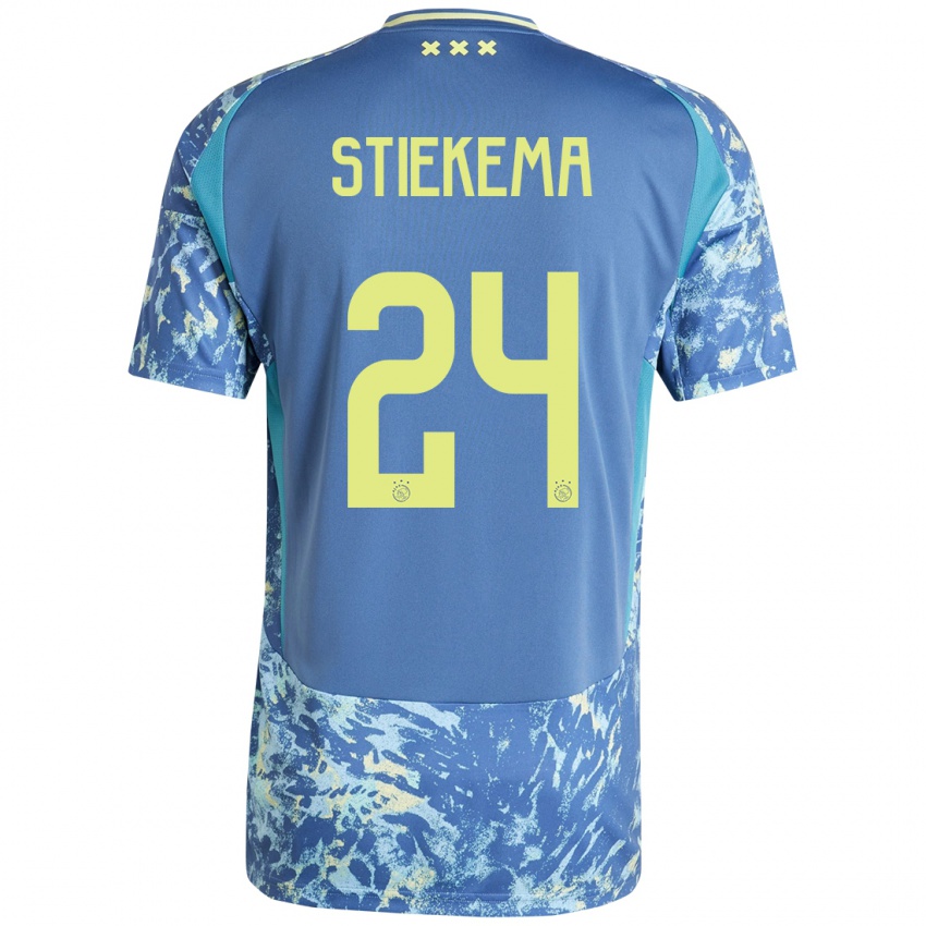 Herren Iris Stiekema #24 Grau Blau Gelb Auswärtstrikot Trikot 2024/25 T-Shirt Schweiz