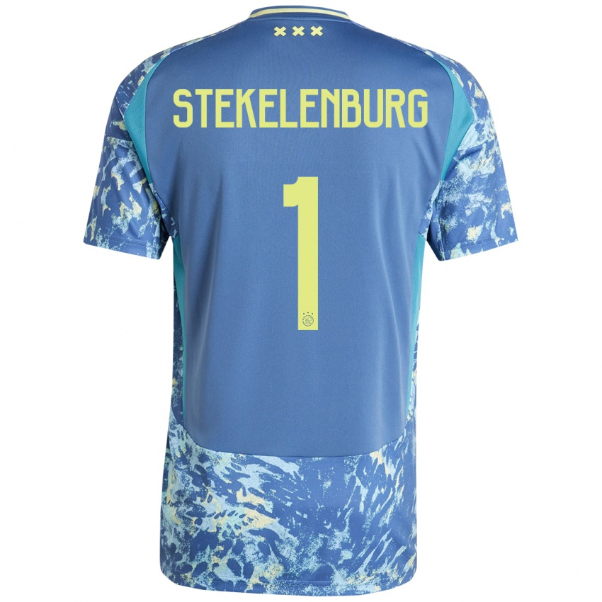 Herren Maarten Stekelenburg #1 Grau Blau Gelb Auswärtstrikot Trikot 2024/25 T-Shirt Schweiz