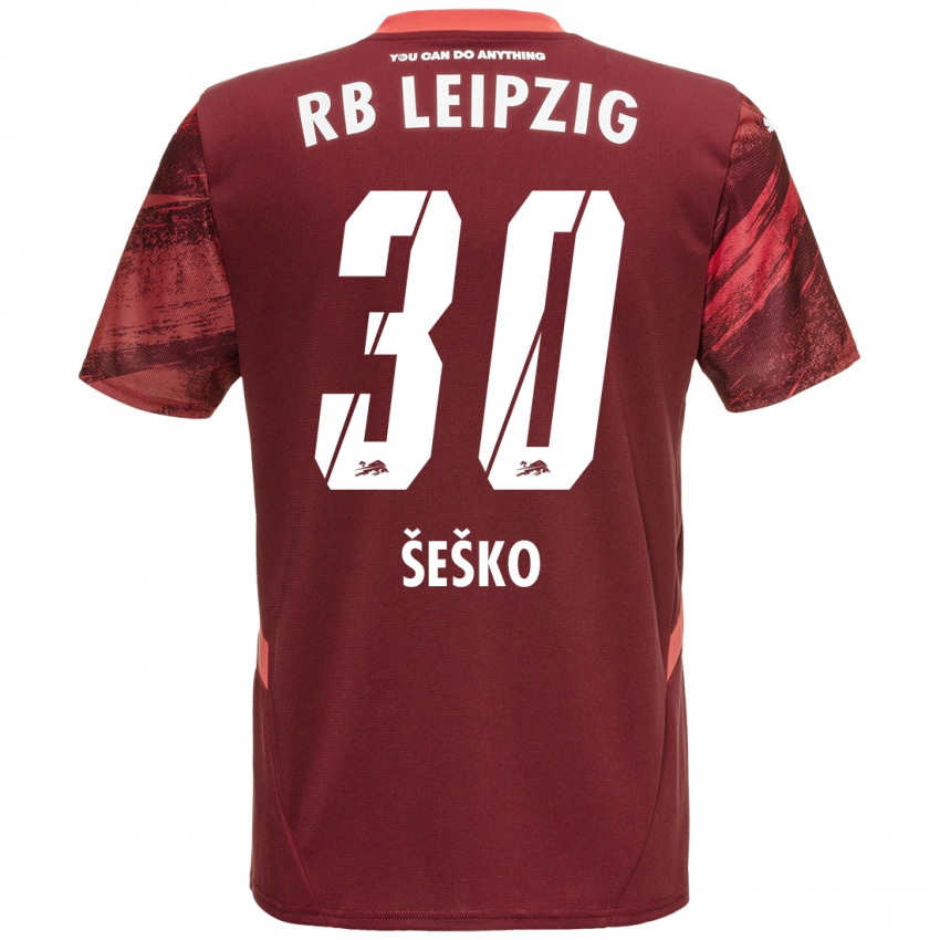 Homme Maillot Benjamin Sesko #30 Bordeaux Tenues Extérieur 2024/25 T-Shirt Suisse