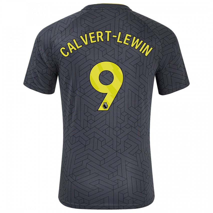 Homme Maillot Dominic Calvert-Lewin #9 Noir Jaune Tenues Extérieur 2024/25 T-Shirt Suisse