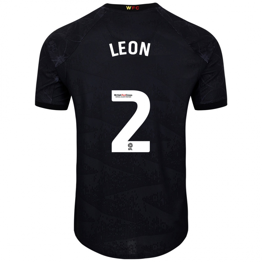 Homme Maillot Lucía León #2 Noir Blanc Tenues Extérieur 2024/25 T-Shirt Suisse