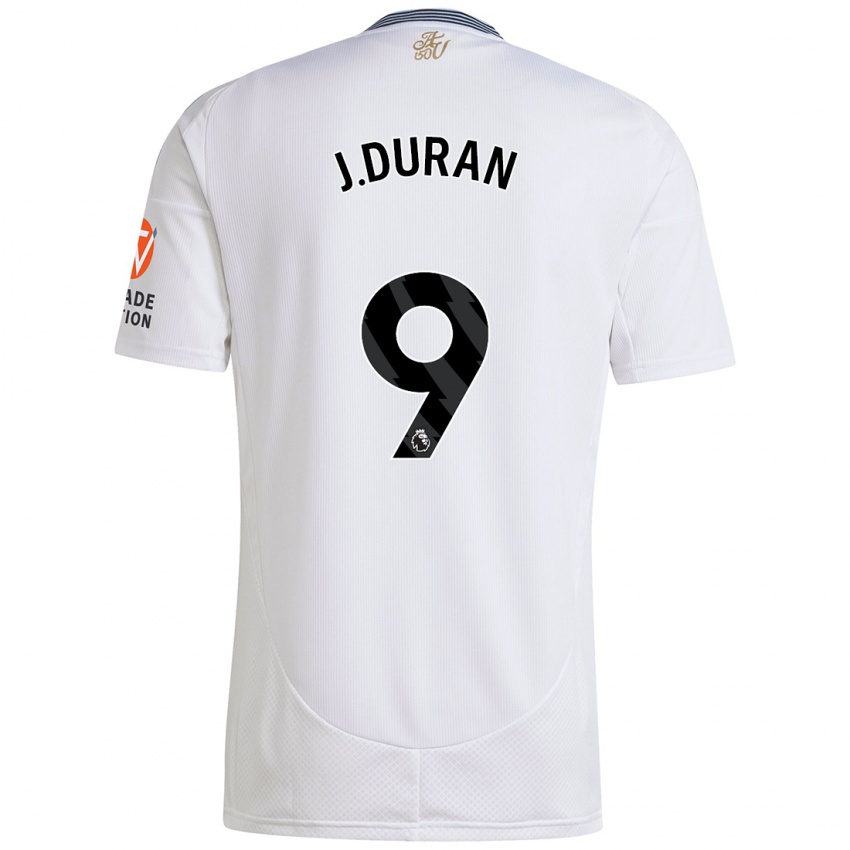 Homme Maillot Jhon Durán #9 Blanc Tenues Extérieur 2024/25 T-Shirt Suisse