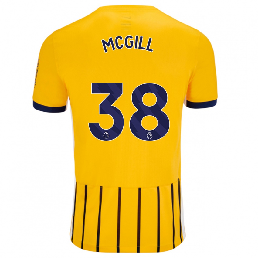 Herren Tom Mcgill #38 Gold Blau Nadelstreifen Auswärtstrikot Trikot 2024/25 T-Shirt Schweiz