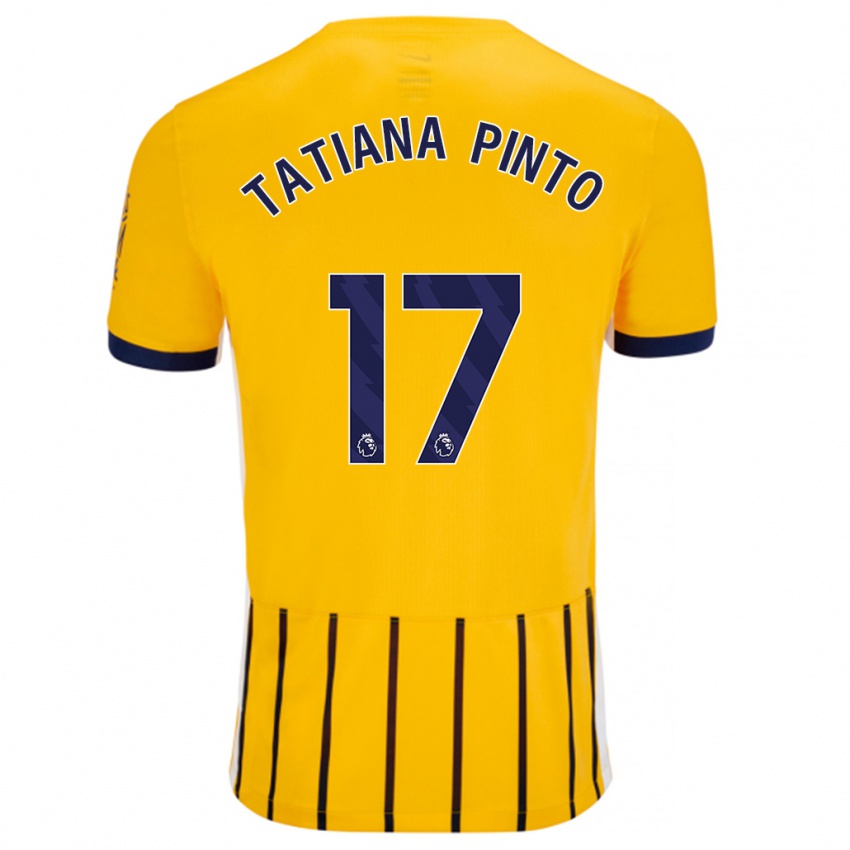 Homme Maillot Tatiana Vanessa Ferreira Pinto #17 Doré Bleu À Fines Rayures Tenues Extérieur 2024/25 T-Shirt Suisse