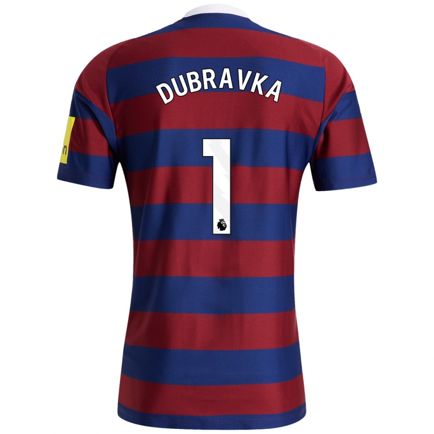 Homme Maillot Martin Dubravka #1 Bordeaux Bleu Marine Tenues Extérieur 2024/25 T-Shirt Suisse