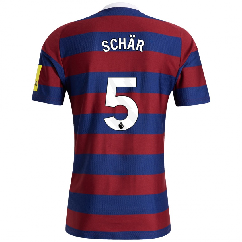 Homme Maillot Fabian Schär #5 Bordeaux Bleu Marine Tenues Extérieur 2024/25 T-Shirt Suisse