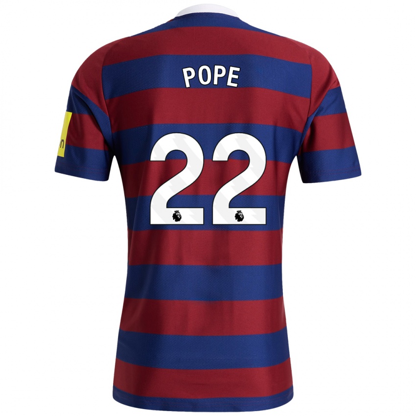 Homme Maillot Nick Pope #22 Bordeaux Bleu Marine Tenues Extérieur 2024/25 T-Shirt Suisse