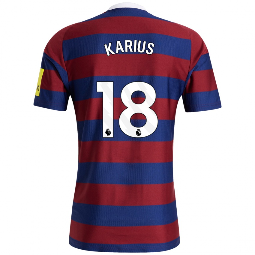 Homme Maillot Loris Karius #18 Bordeaux Bleu Marine Tenues Extérieur 2024/25 T-Shirt Suisse