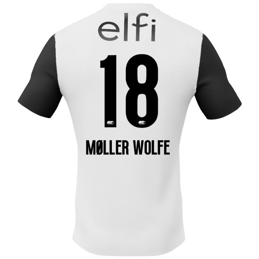 Herren David Møller Wolfe #18 Weiß Schwarz Auswärtstrikot Trikot 2024/25 T-Shirt Schweiz