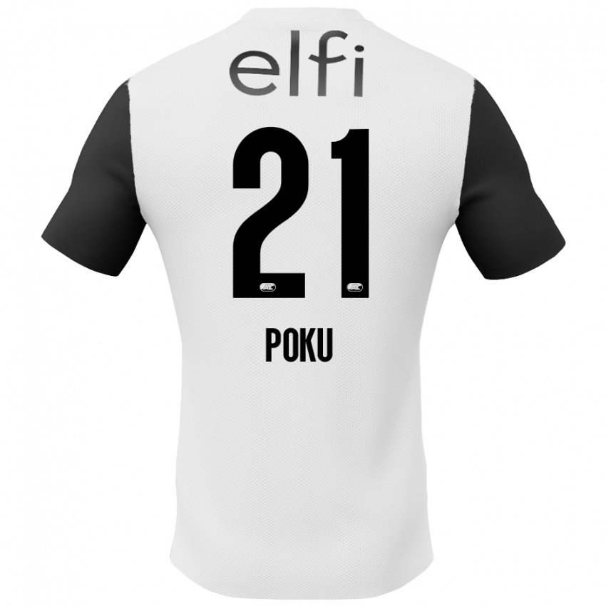 Herren Ernest Poku #21 Weiß Schwarz Auswärtstrikot Trikot 2024/25 T-Shirt Schweiz