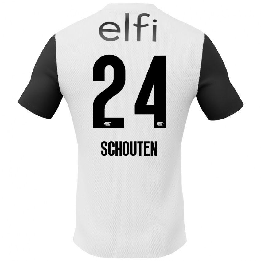 Herren Lewis Schouten #24 Weiß Schwarz Auswärtstrikot Trikot 2024/25 T-Shirt Schweiz