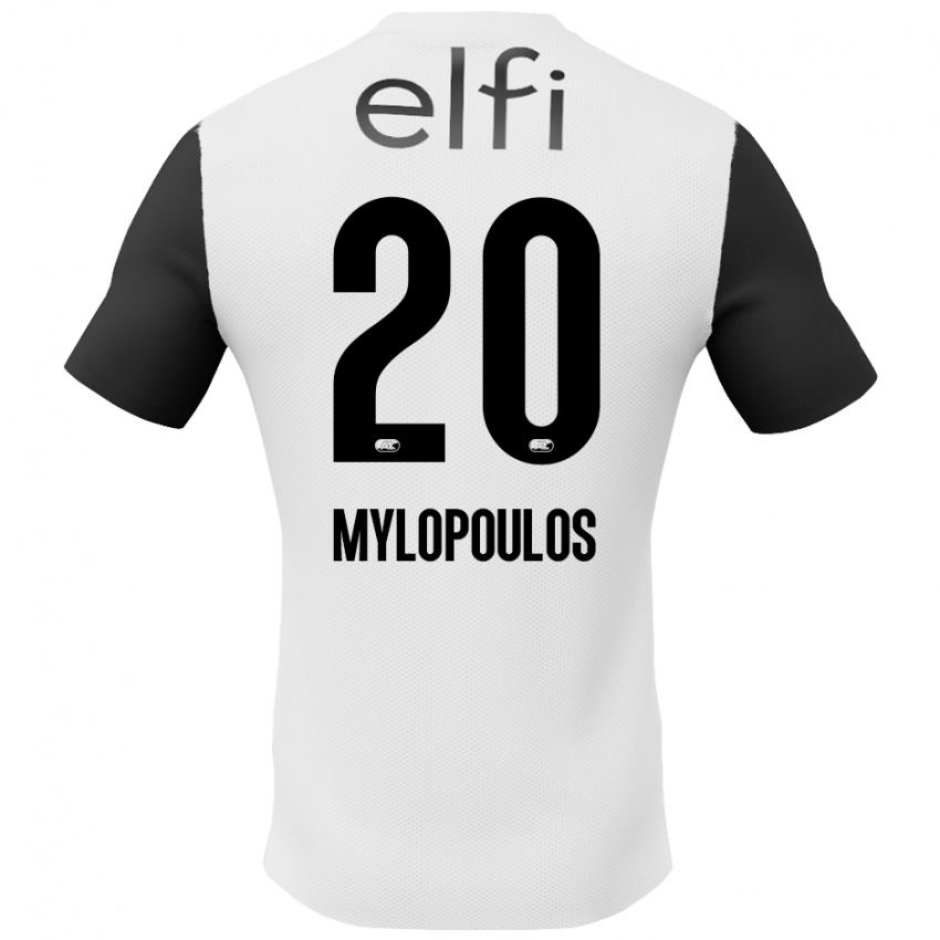 Herren Marios Mylopoulos #20 Weiß Schwarz Auswärtstrikot Trikot 2024/25 T-Shirt Schweiz