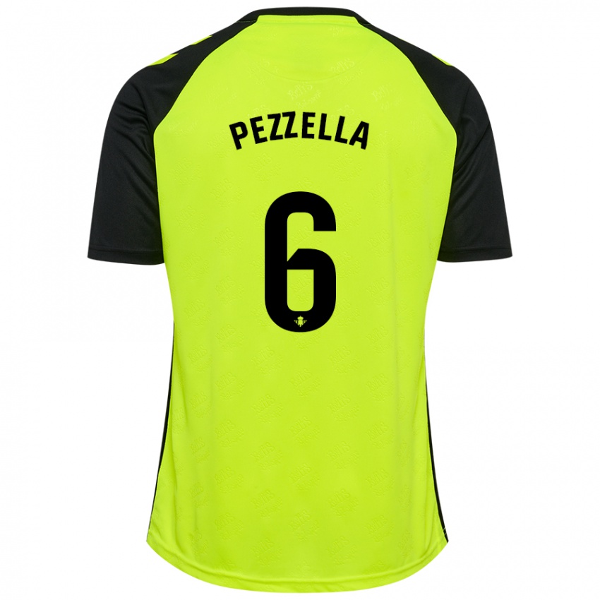 Homme Maillot German Pezzella #6 Jaune Fluo Noir Tenues Extérieur 2024/25 T-Shirt Suisse