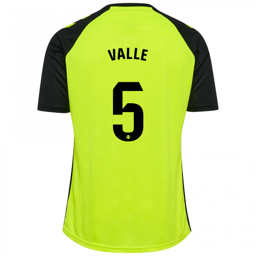 Homme Maillot María Valle López #5 Jaune Fluo Noir Tenues Extérieur 2024/25 T-Shirt Suisse