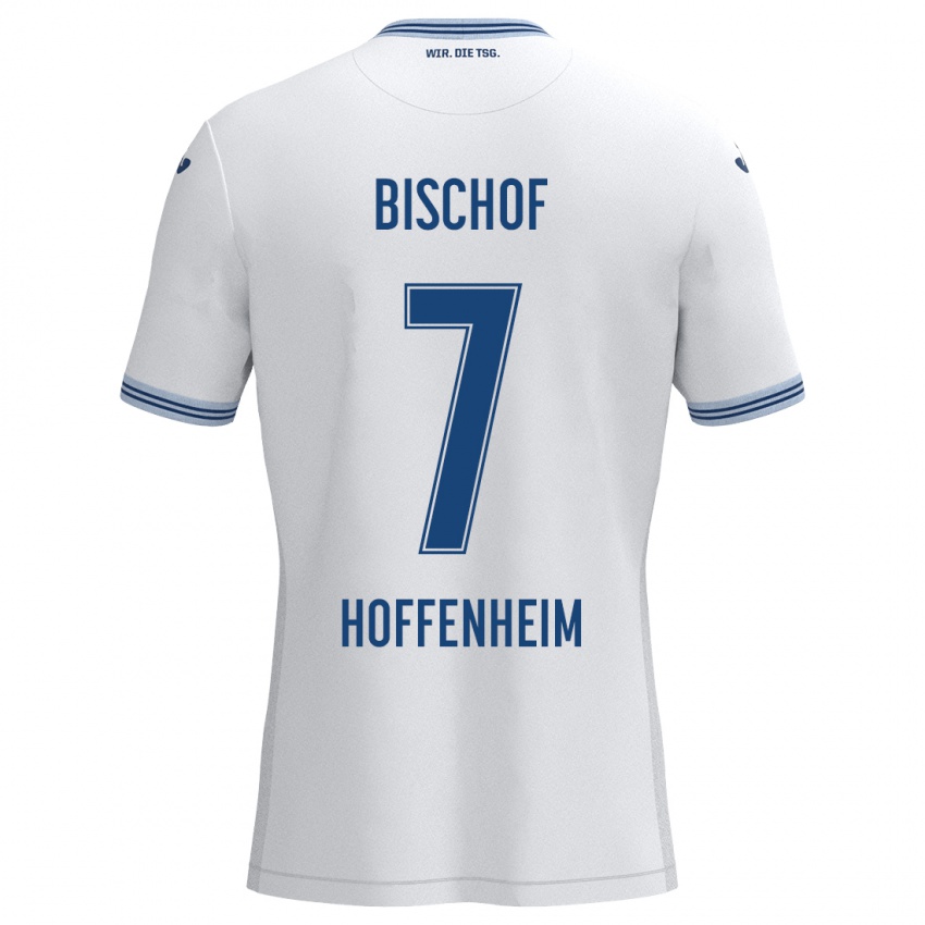 Herren Tom Bischof #7 Weiß Blau Auswärtstrikot Trikot 2024/25 T-Shirt Schweiz