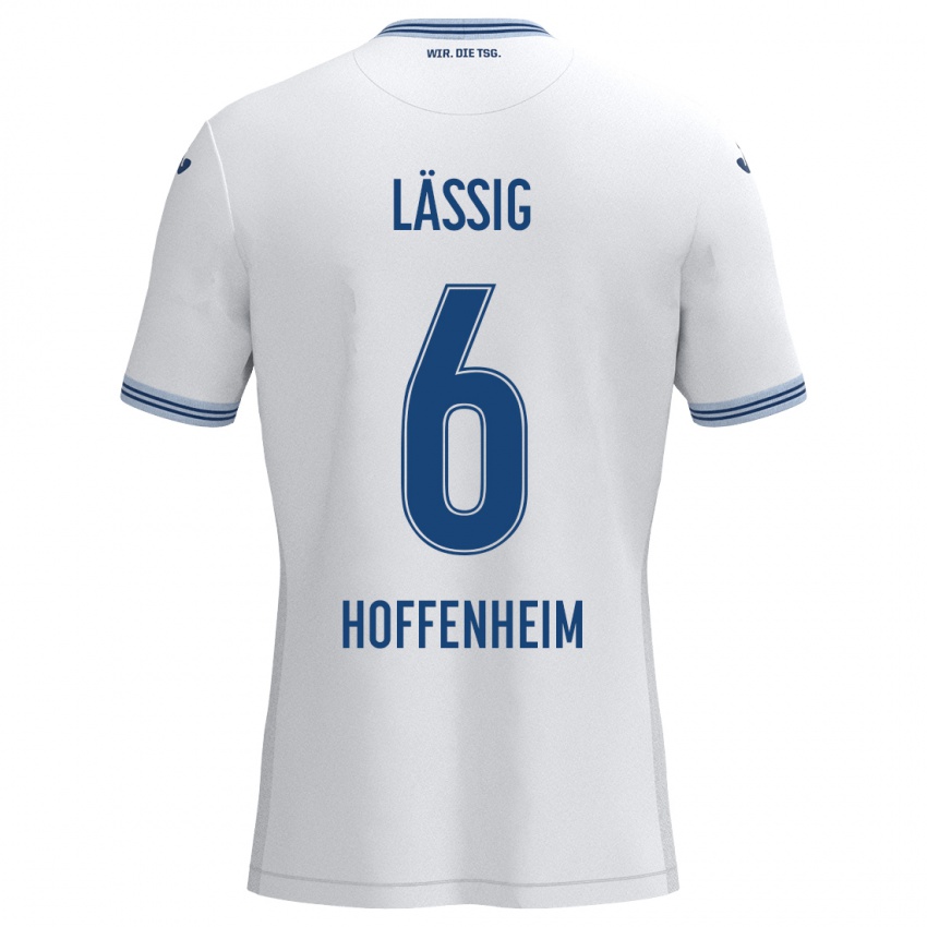 Herren Valentin Lässig #6 Weiß Blau Auswärtstrikot Trikot 2024/25 T-Shirt Schweiz