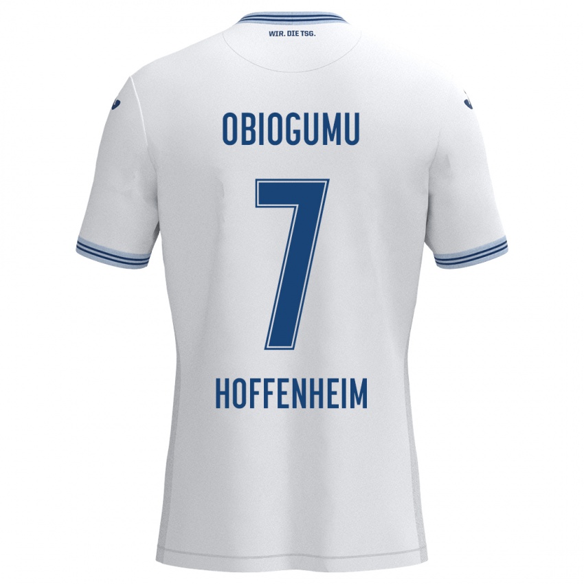 Herren Uche Obiogumu #7 Weiß Blau Auswärtstrikot Trikot 2024/25 T-Shirt Schweiz