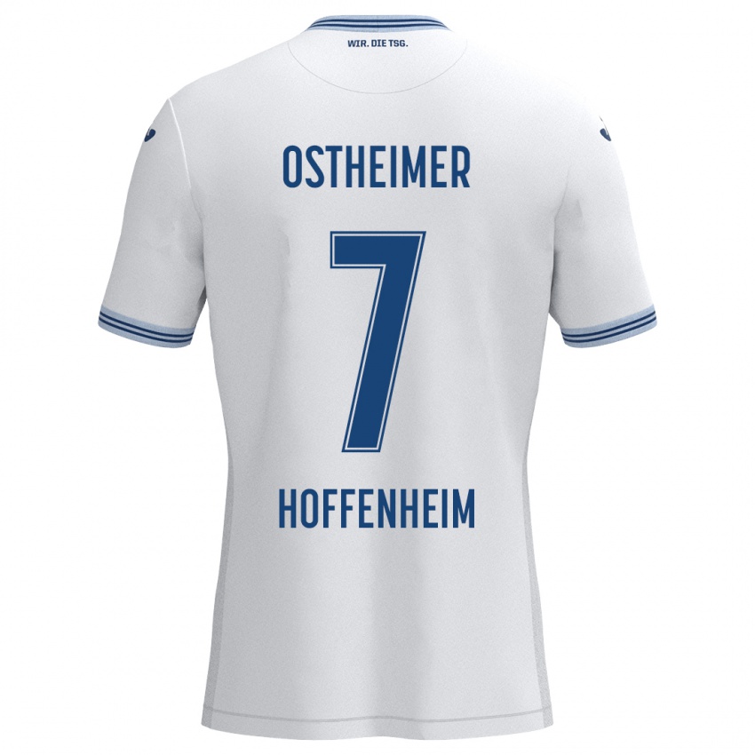 Herren Nevio Ostheimer #7 Weiß Blau Auswärtstrikot Trikot 2024/25 T-Shirt Schweiz