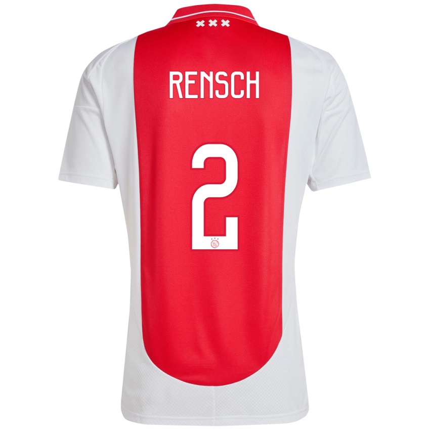 Femme Maillot Devyne Rensch #2 Rouge Blanc Tenues Domicile 2024/25 T-Shirt Suisse