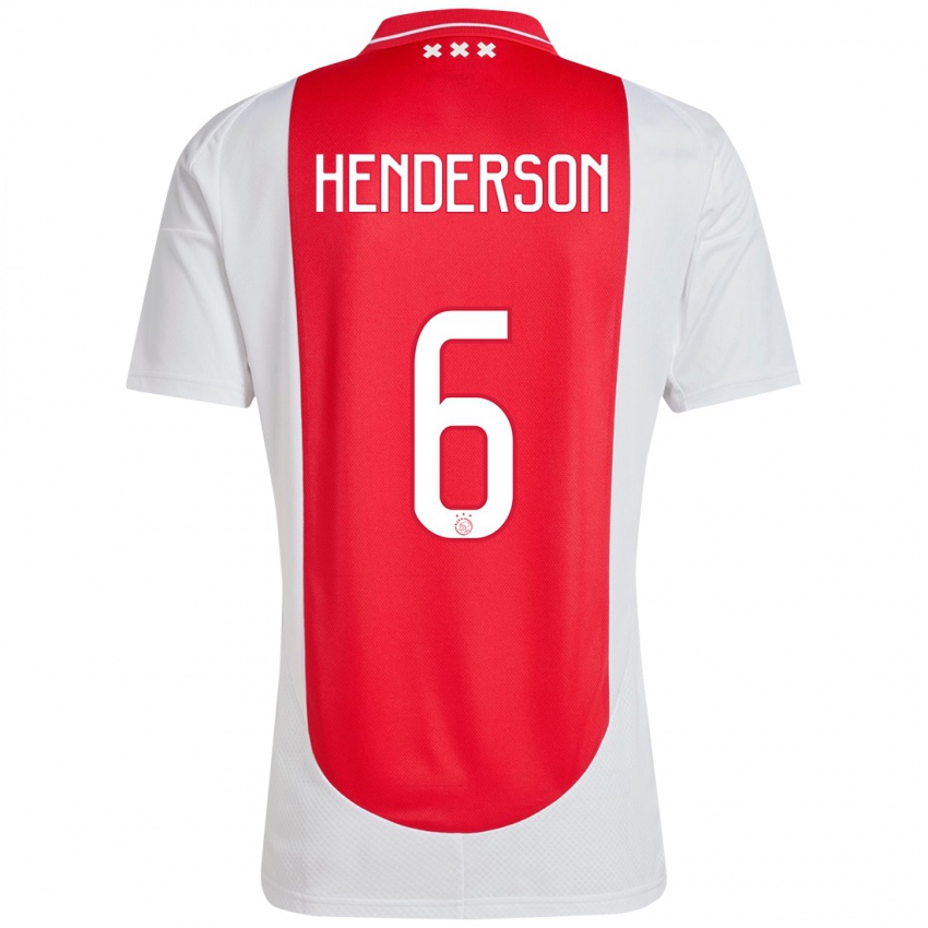 Femme Maillot Jordan Henderson #6 Rouge Blanc Tenues Domicile 2024/25 T-Shirt Suisse