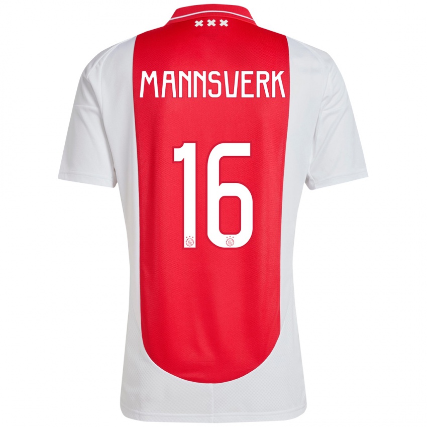 Femme Maillot Sivert Mannsverk #16 Rouge Blanc Tenues Domicile 2024/25 T-Shirt Suisse