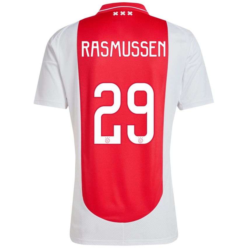 Femme Maillot Christian Rasmussen #29 Rouge Blanc Tenues Domicile 2024/25 T-Shirt Suisse