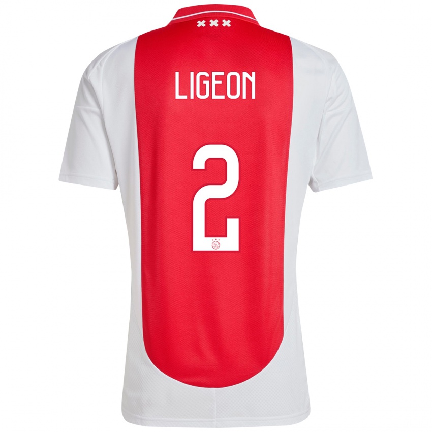 Femme Maillot Ruben Ligeon #2 Rouge Blanc Tenues Domicile 2024/25 T-Shirt Suisse